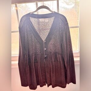 Chico’s Burnout Velvet Button-Front Top Color-Shifting Plum/Bronze XL